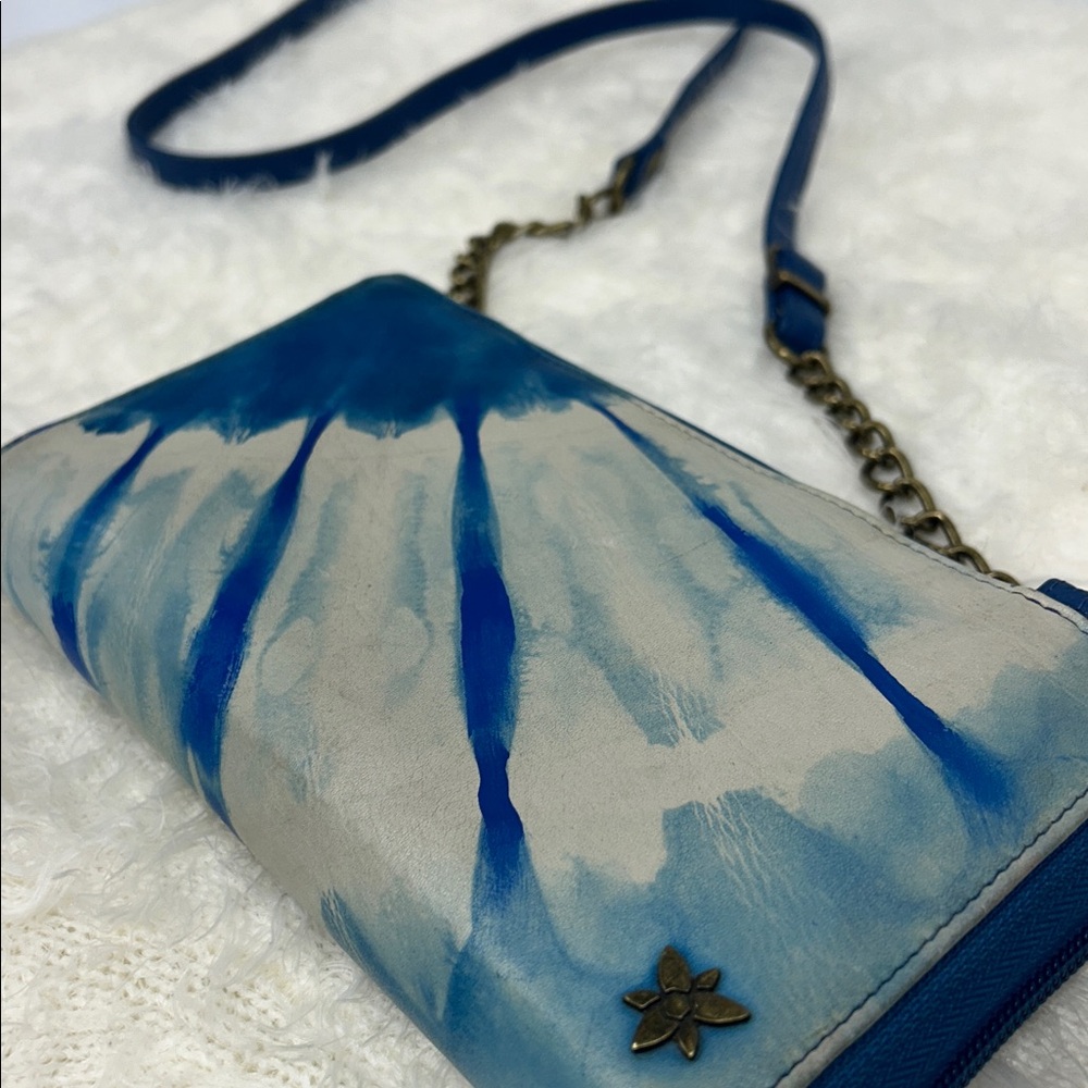 Tie Dye Sunset Hand Painted leather RFID crossbody wallet by Anna Anuschka